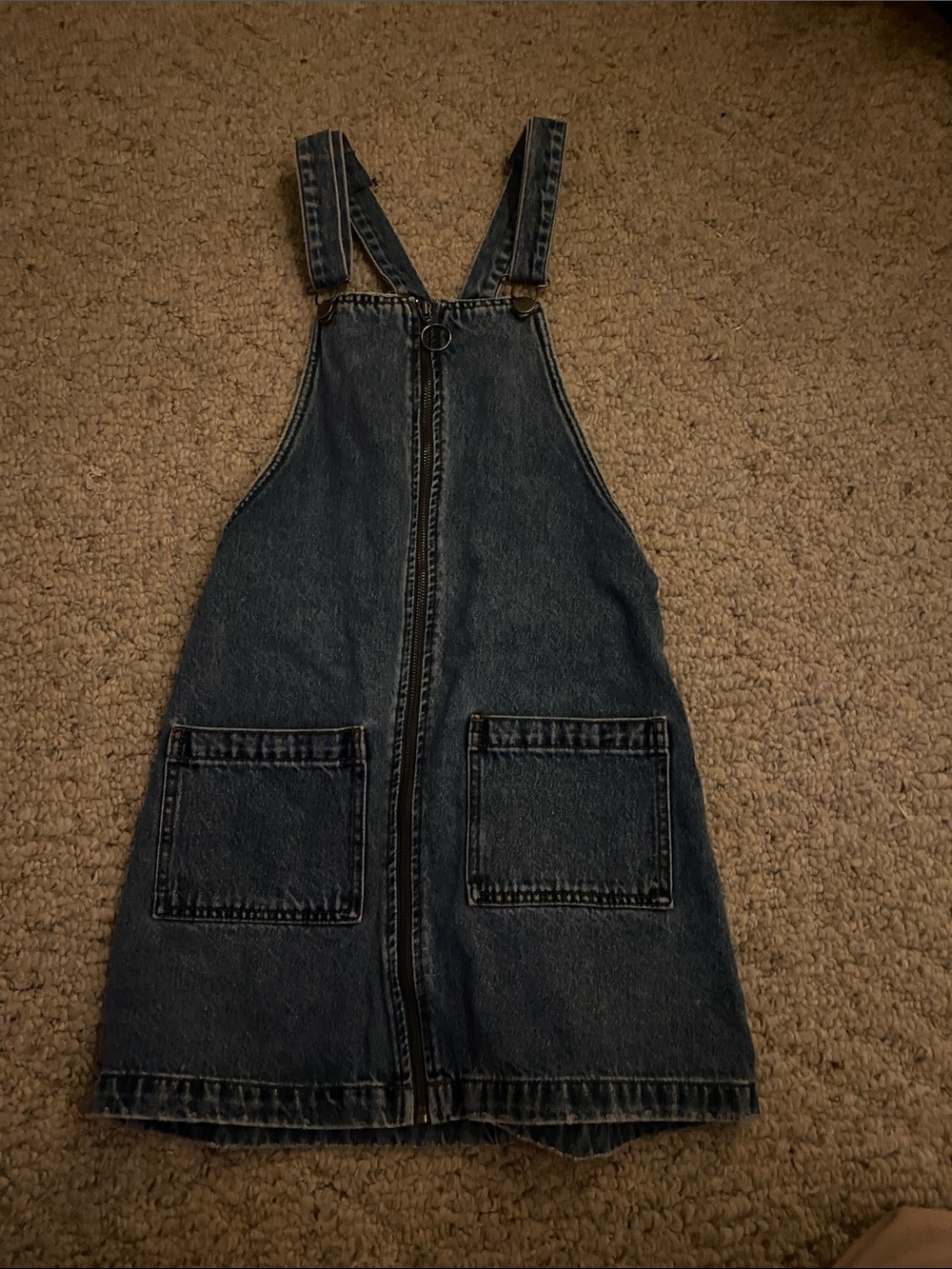 wild fable Dark Denim Overall Dress with Front Zipper